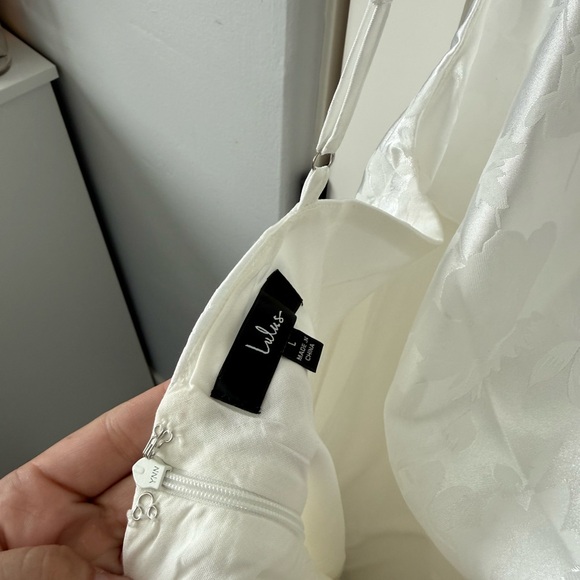 Lulu's White Satin Floral Mini Dress - Picture 3 of 4
